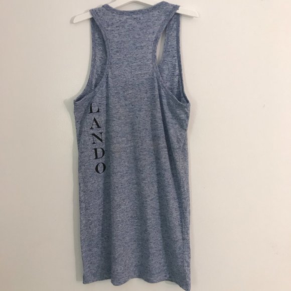 Lando Women's Graphic Heather Blue Racerback Tank Top - Picture 3 of 5